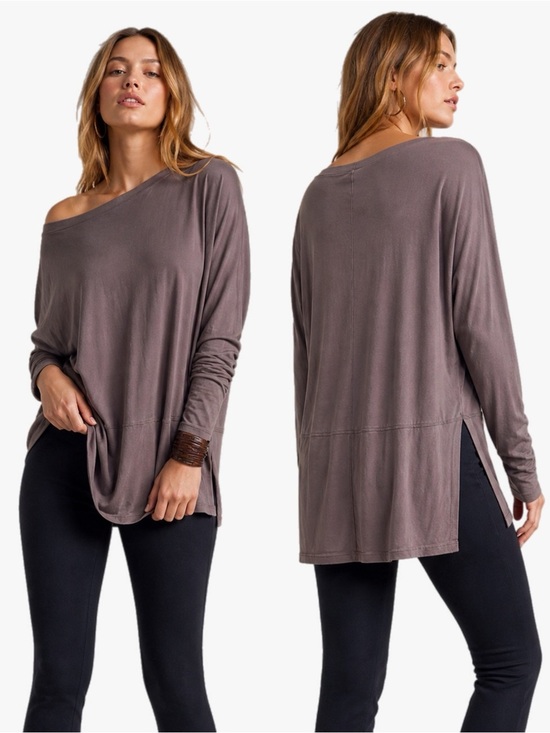 We The Free Tops - Free People We the Free Mauve Brown Long Sleeve Top Womens Size Small